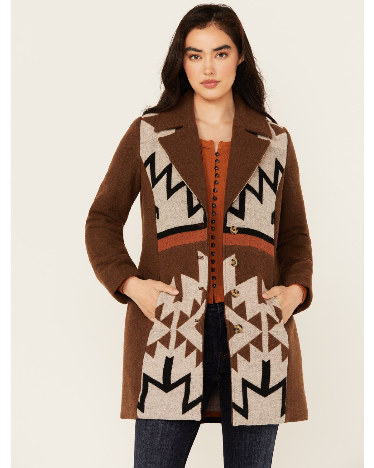 Image #2 - Idyllwind Women's Winton Southwestern Print Button-Down Coat, Caramel, hi-res