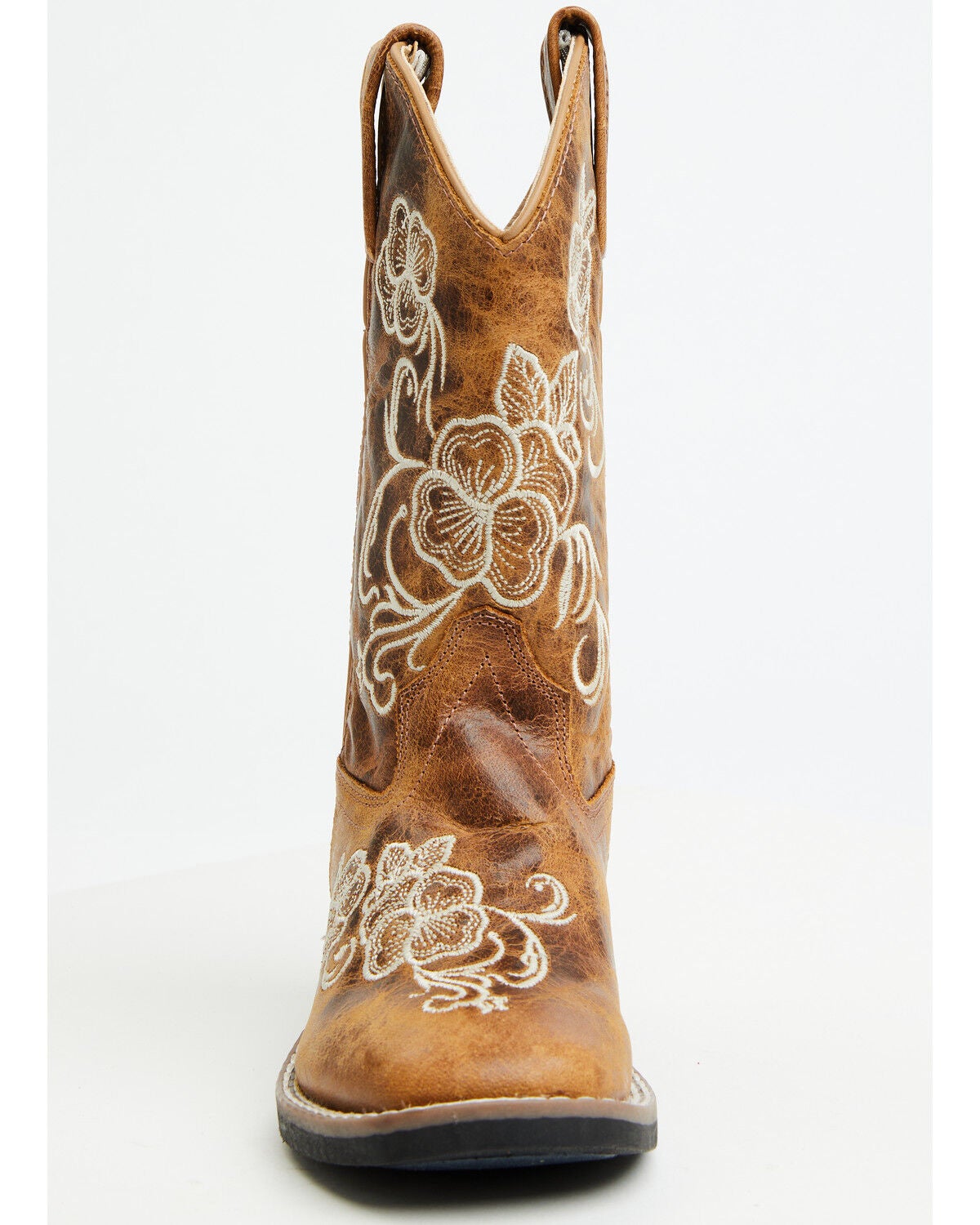 Image #4 - Shyanne Girls' Little Lasy Floral Embroidered Western Boots - Broad Square Toe, Tan, hi-res
