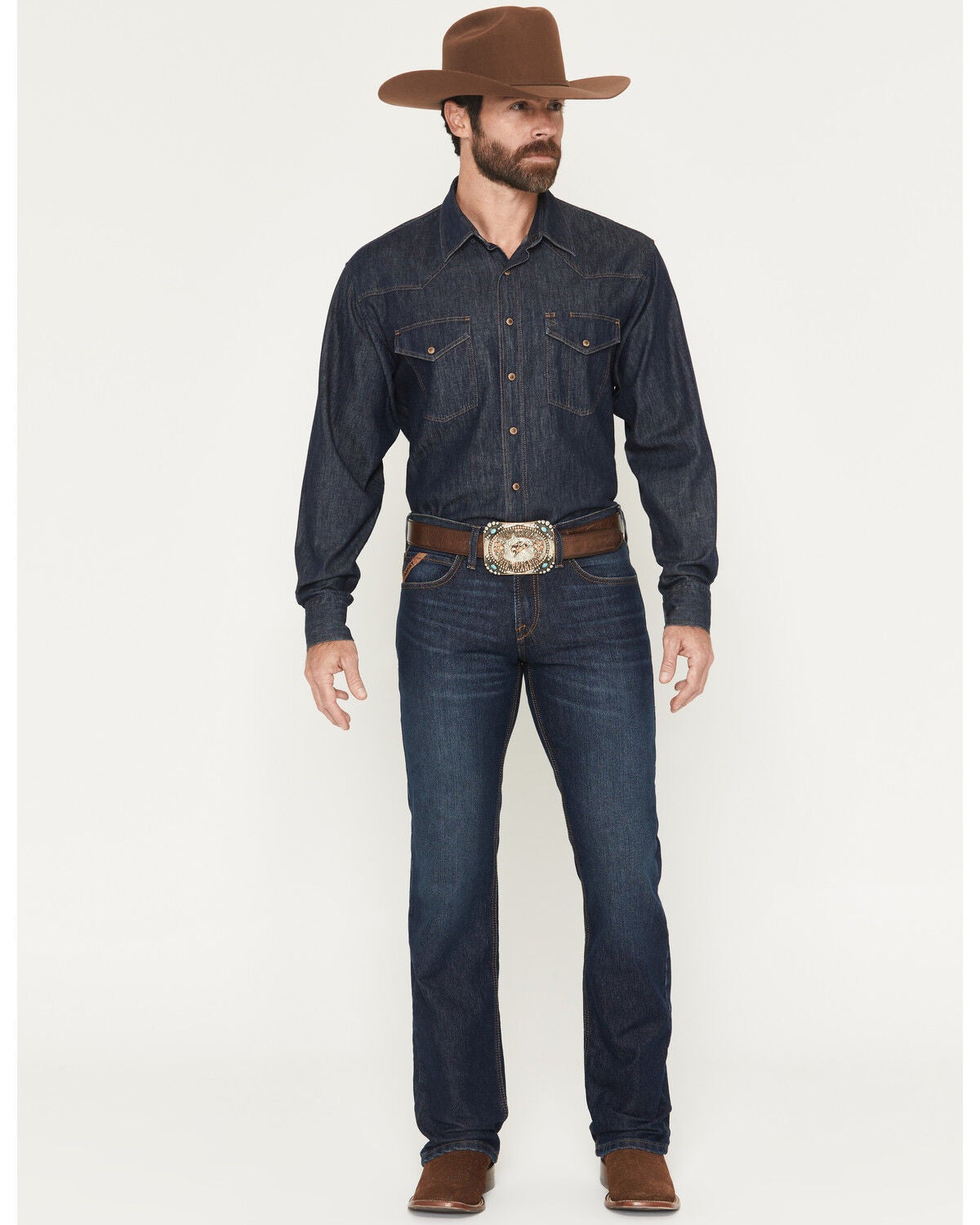 Image #1 - Ariat Men's M7 Hampton Dark Wash Slim Straight Stretch Denim Jeans, Dark Wash, hi-res