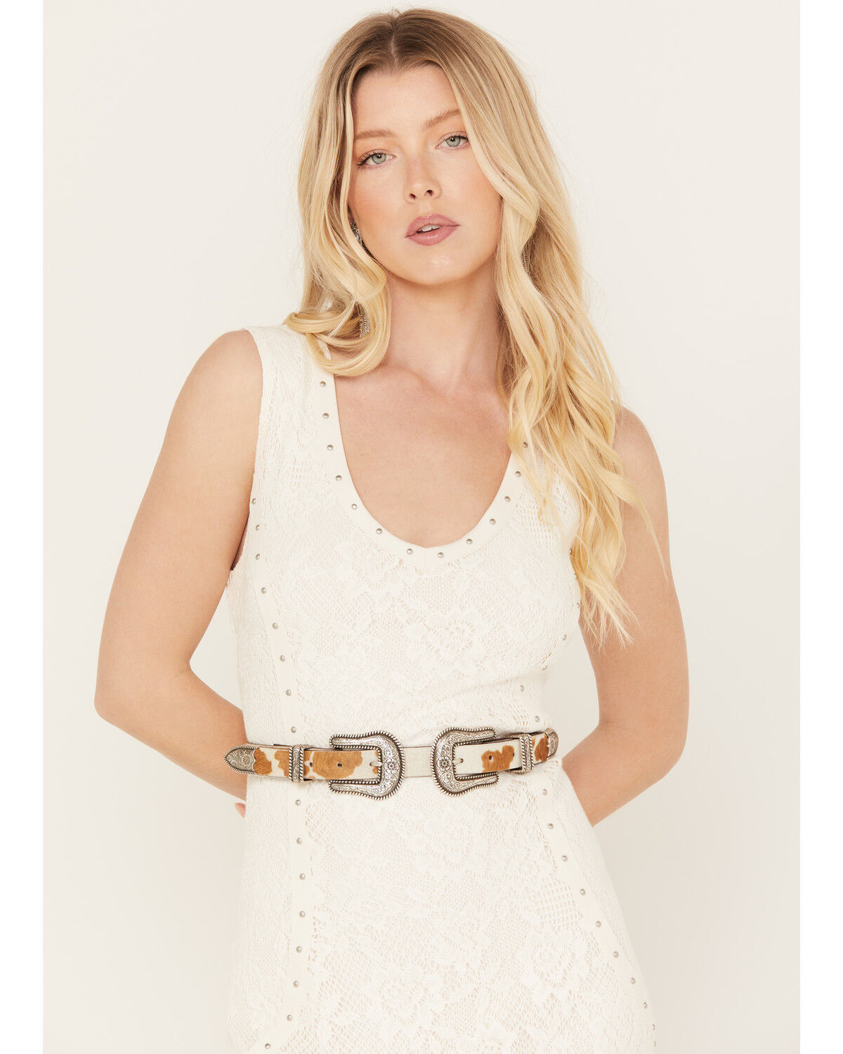 Image #2 - Idyllwind Women's Double Down Western Brown Cow Belt, Brown, hi-res