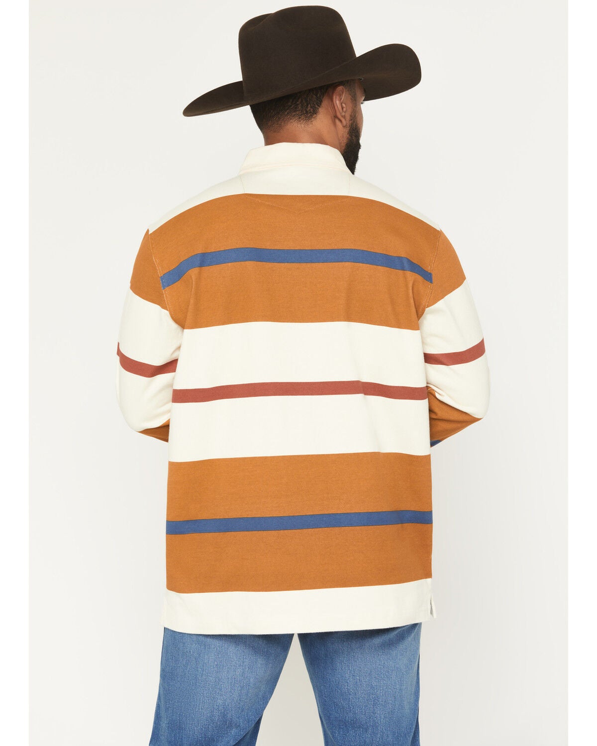 Image #4 - Kimes Ranch Men's Bulldog Rugby Striped Long Sleeve Polo Shirt, Brown, hi-res