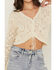 Image #3 - Shyanne Women's Ruched Front Bell Sleeve Sweater, Ivory, hi-res