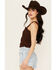 Image #2 - Shyanne Women's Smocked Tank Top, Dark Brown, hi-res