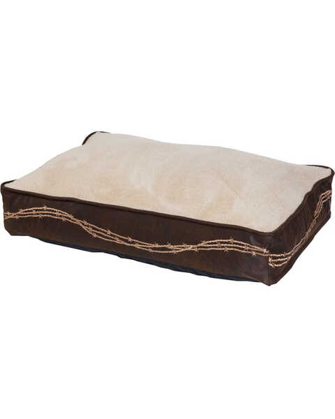 HiEnd Accents Brown Embroidered Barbwire Dog Bed , Brown, hi-res