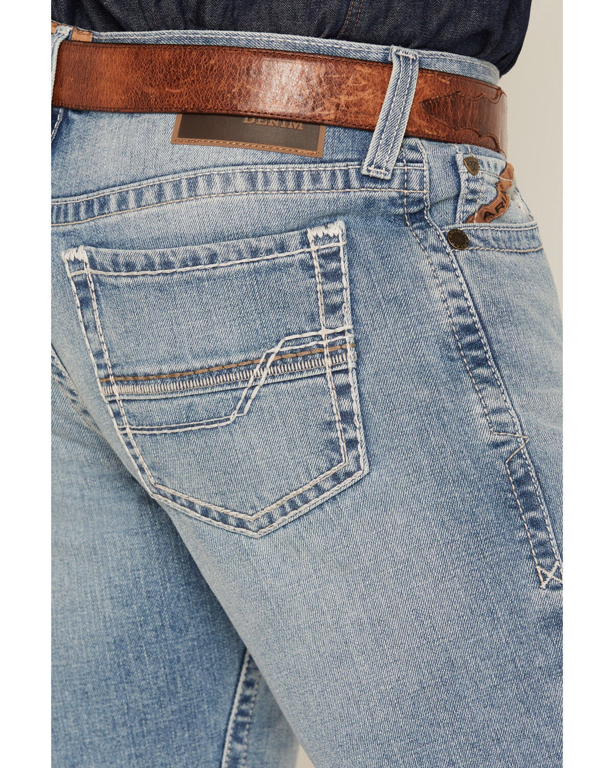 Image #4 - Ariat Men's M7 Light Wash Slim Straight Stretch Denim Jeans, Light Wash, hi-res