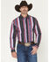 Image #1 - Wrangler Men's Vintage Brushpopper Striped Print Long Sleeve Snap Western Shirt, , hi-res