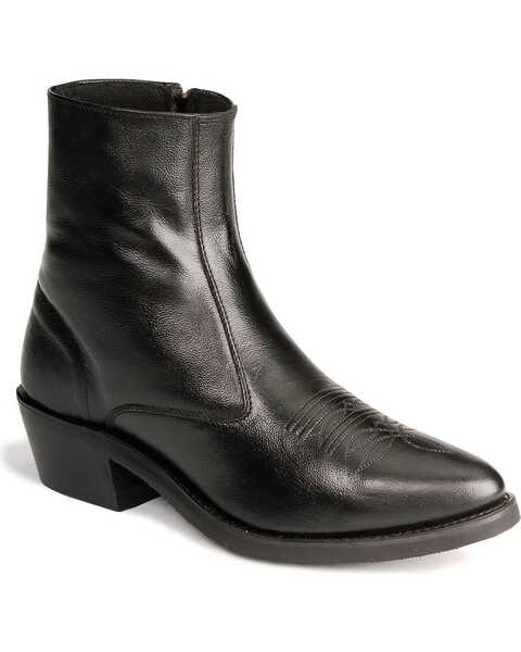 Image #1 - Old West Men's Zipper Western Ankle Boots, Black, hi-res