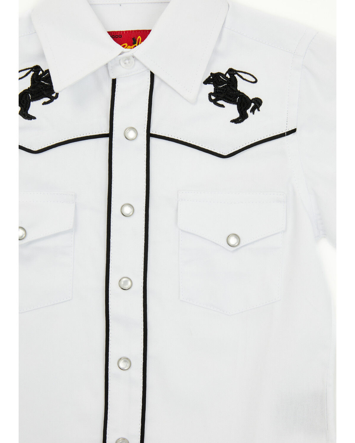 Image #2 - Rodeo Clothing Boys' Roping Horse Embroidered Short Sleeve Snap Western Shirt, White, hi-res