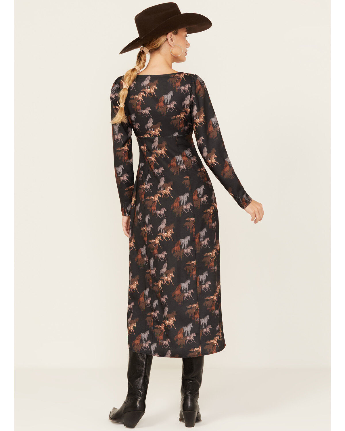 Image #4 - Rock & Roll Denim Women's Horse Print Midi Dress, Black, hi-res