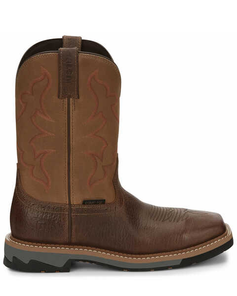 Image #2 - Justin Men's Carbide Western Work Boots - Composite Toe, Brown, hi-res