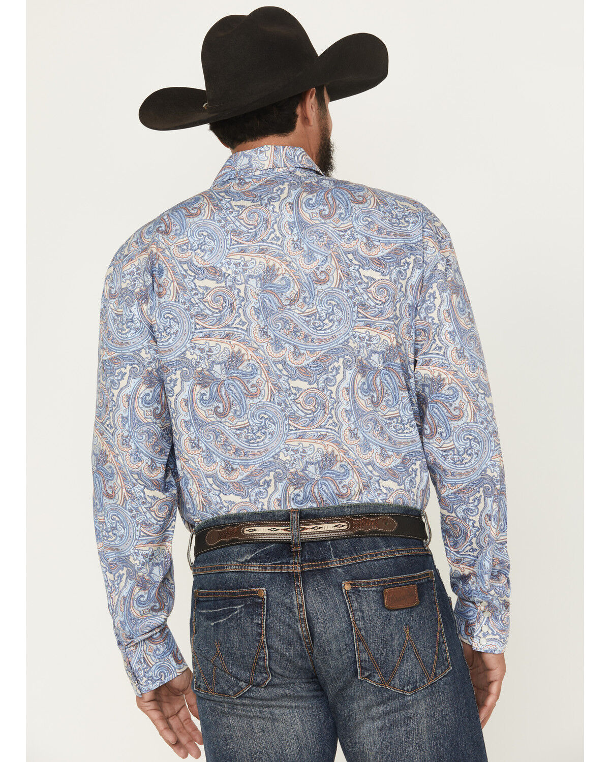 Image #4 - Stetson Men's Paisley Print Long Sleeve Snap Western Shirt, Blue, hi-res