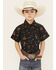 Image #1 - Cowboy Hardware Boys' Bronc Short Sleeve Snap Stretch Western Shirt, Black, hi-res