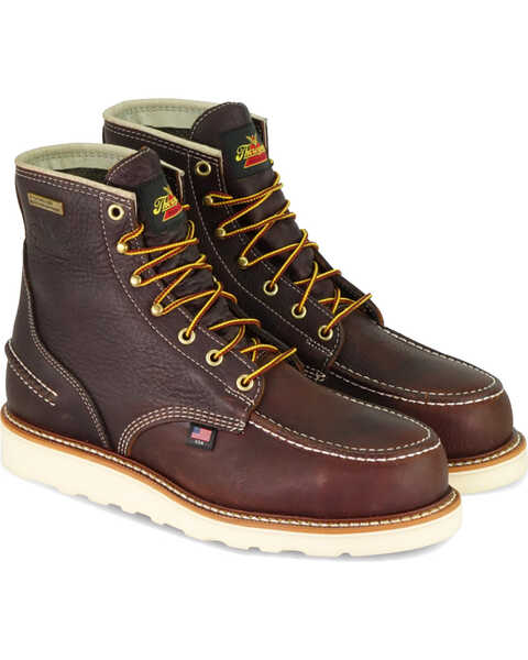 Thorogood Men's Brown 6" American Heritage Waterproof Work Boots - Steel Toe , Brown, hi-res