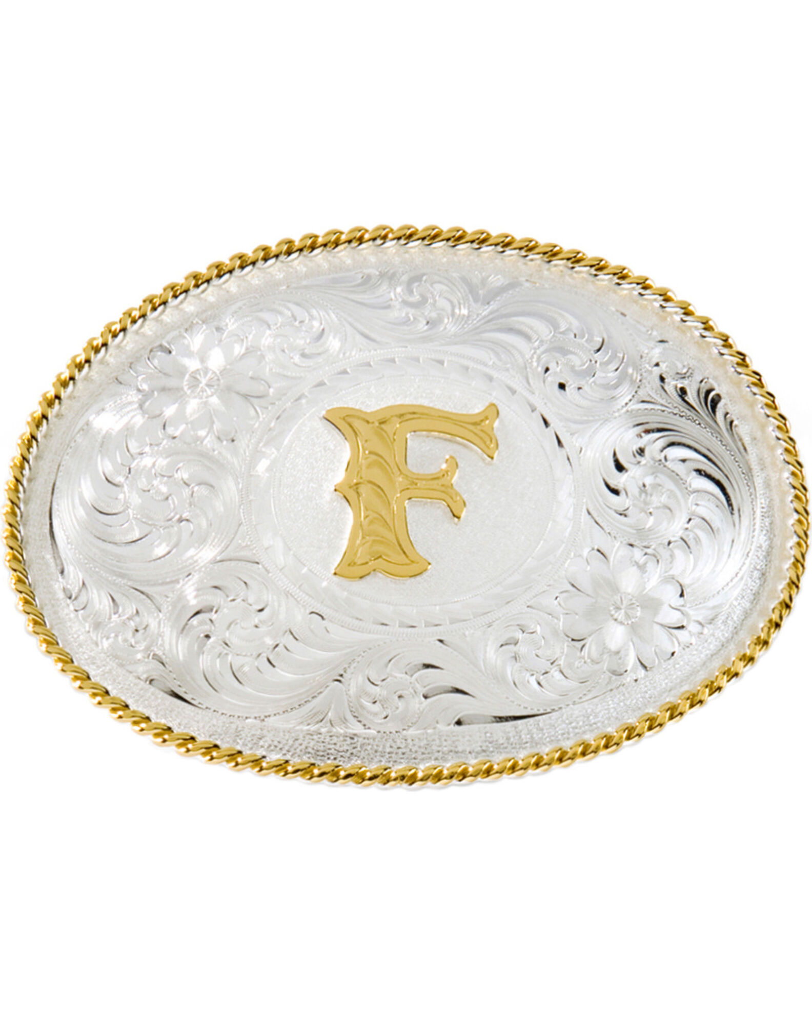Image #1 - Montana Silversmiths Initial "F" Buckle, Silver, hi-res
