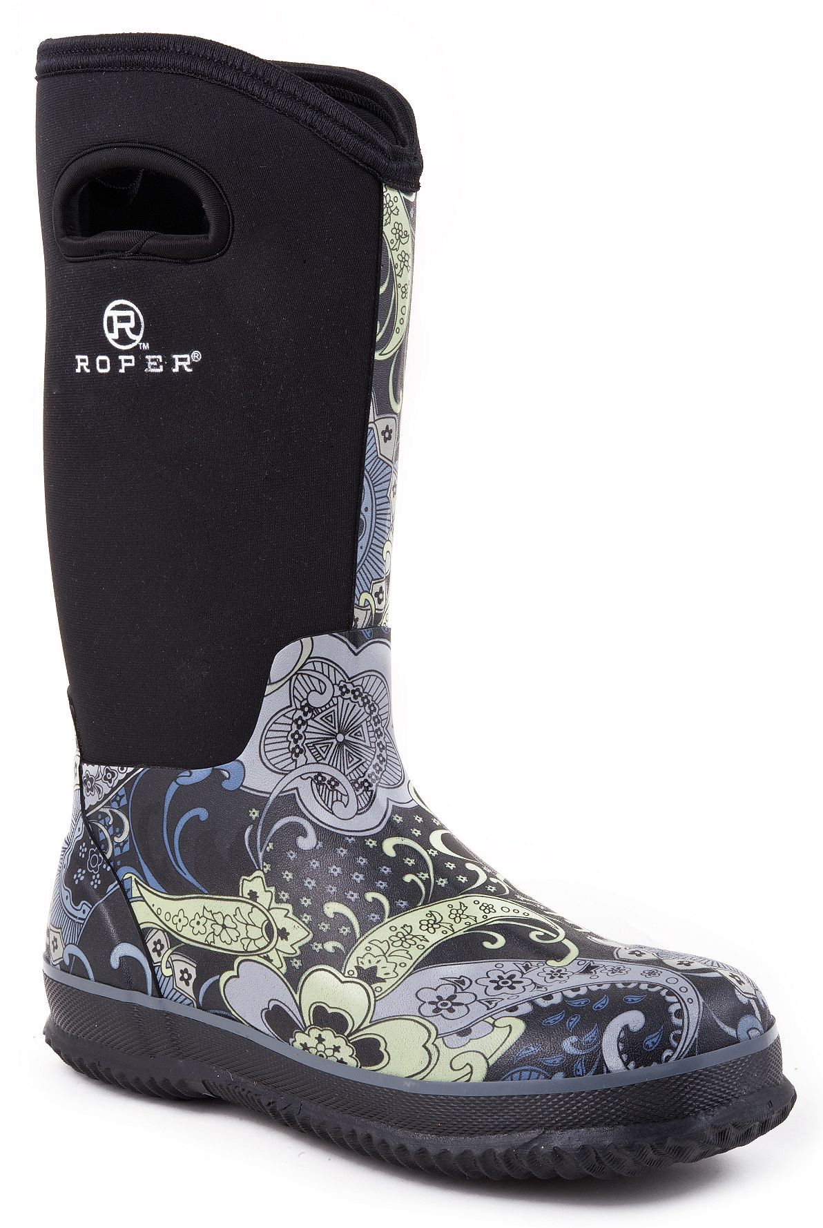 Roper Women's Neoprene Shaft Rubber Boots - Soft Toe, Black, hi-res