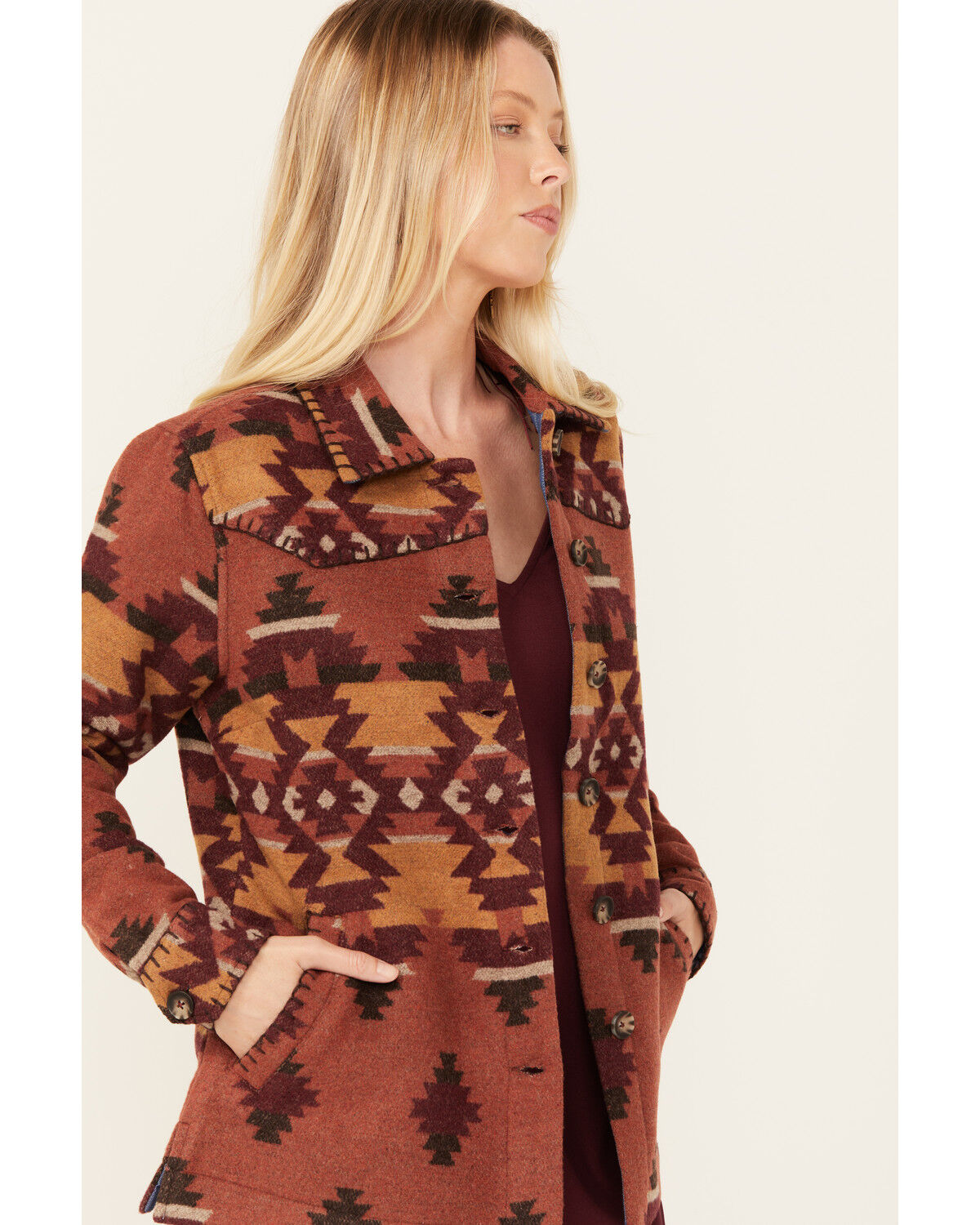 Image #2 - Idyllwind Women's Lane Southwestern Print Shacket, Pecan, hi-res