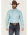 Image #1 - Wrangler Men's Paisley Print Long Sleeve Button-Down Stretch Western Shirt, Aqua, hi-res