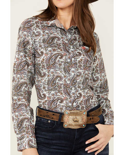 Image #3 - Cinch Women's Paisley Print Long Sleeve Button-Down Western Core Shirt , Multi, hi-res