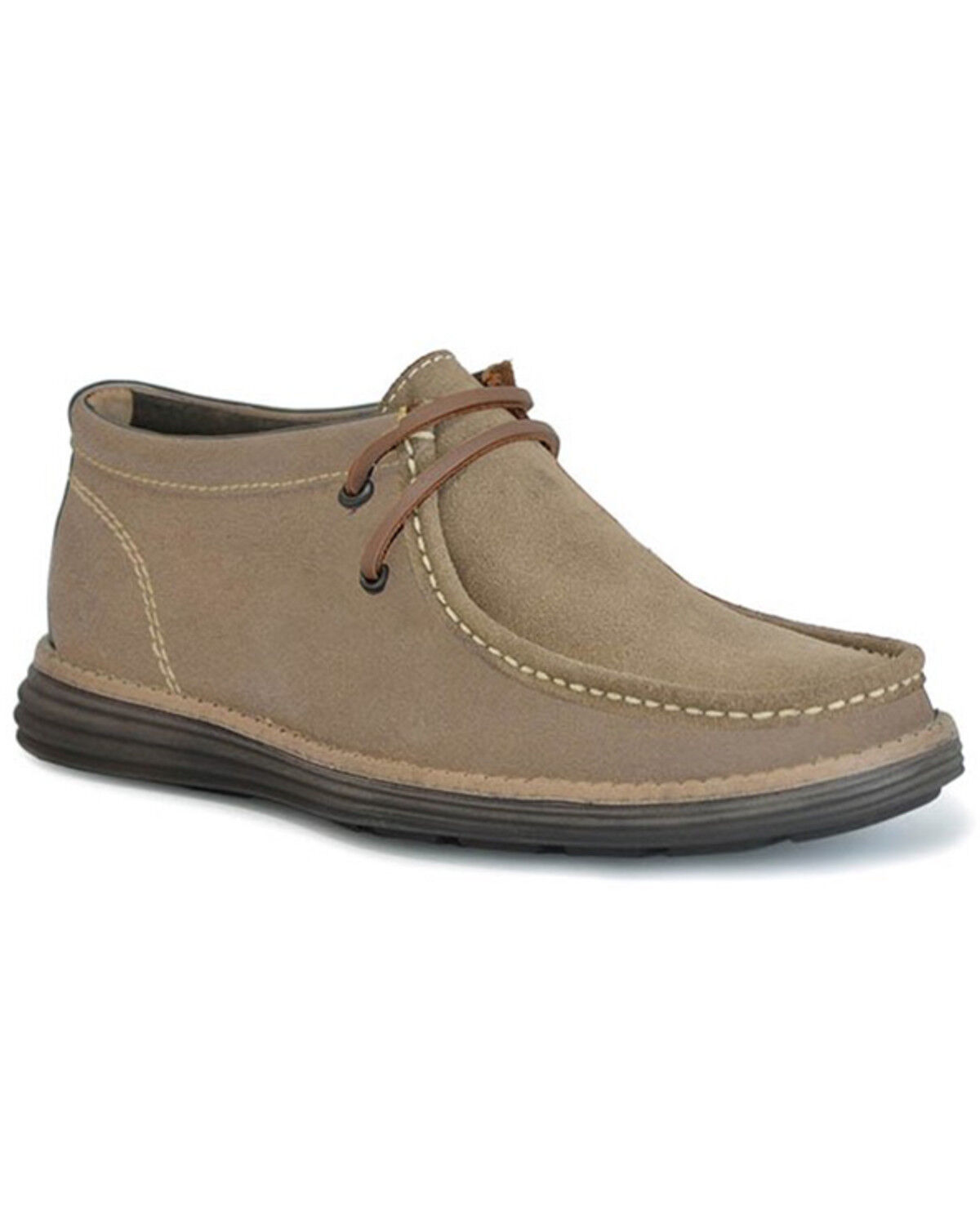 Image #1 - Stetson Men's Wyatt All-Over Suede Casual Lace-Up Chukka Shoes - Moc Toe, Tan, hi-res