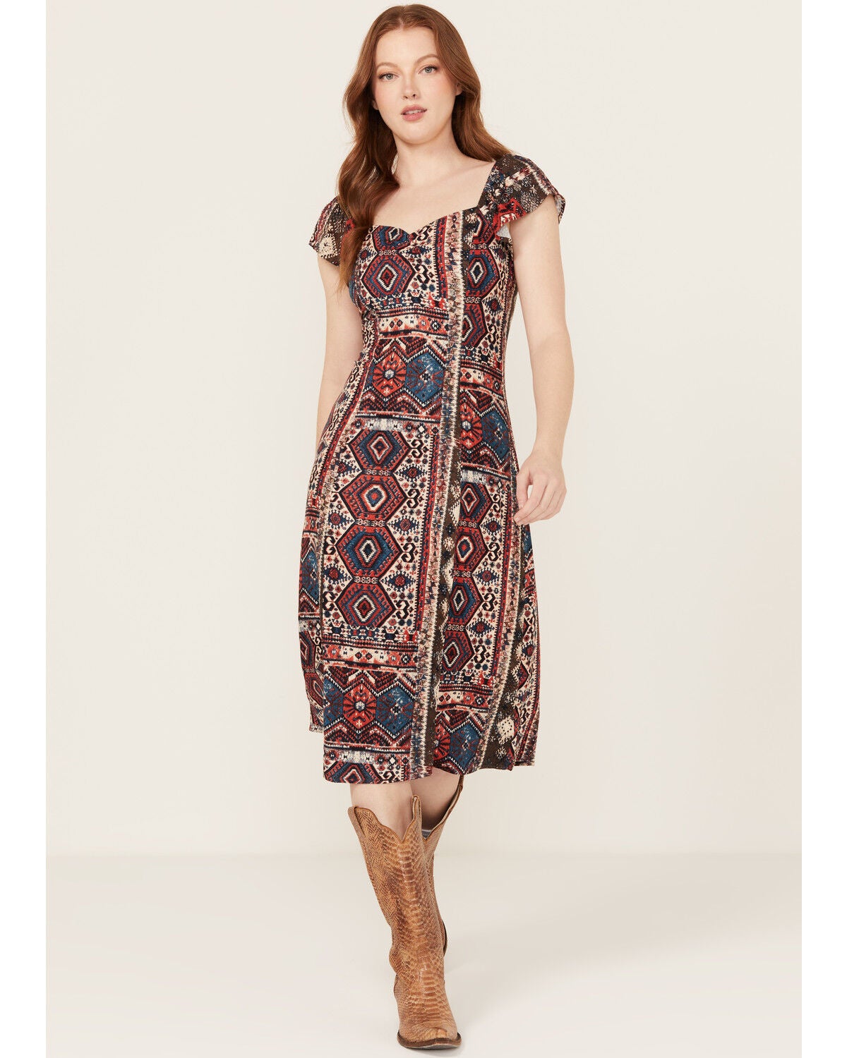 Idyllwind Women's Bethany Flutter Sleeve Midi Dress, Black, hi-res