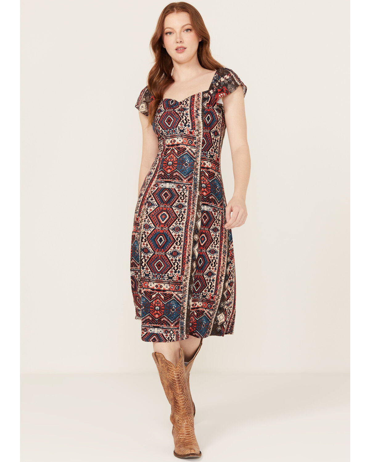 Image #1 - Idyllwind Women's Bethany Flutter Sleeve Midi Dress, Black, hi-res