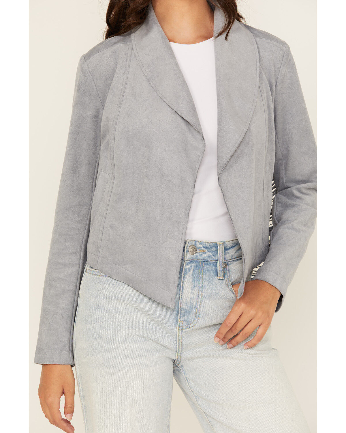 Image #3 - Shyanne Women's Faux Suede Fringe Jacket, Slate, hi-res