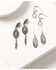 Image #1 - Shyanne Women's Boho Western Horseshoe and Feather Charm Earring Set - 3 Piece, Silver, hi-res
