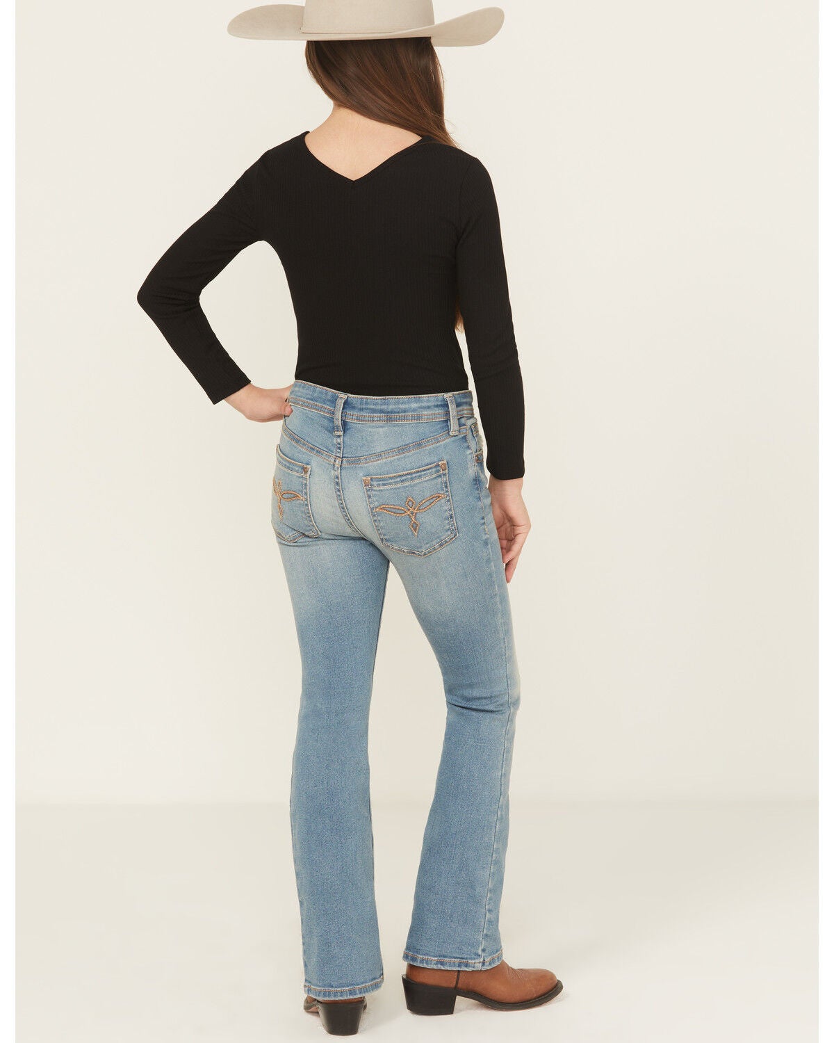 Image #3 - Shyanne Little Girls' Shayla Medium Wash Bootcut Stretch Denim Riding Jeans, Medium Wash, hi-res