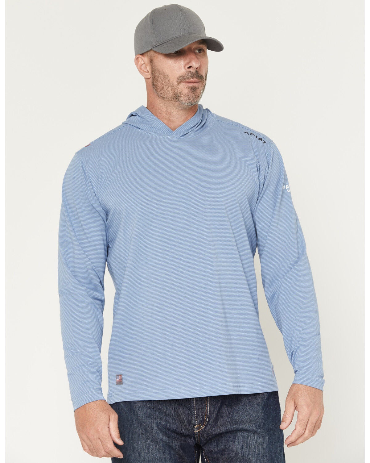 Image #1 - Ariat Men's FR Baselayer Hooded Long Sleeve Work Shirt, Medium Blue, hi-res