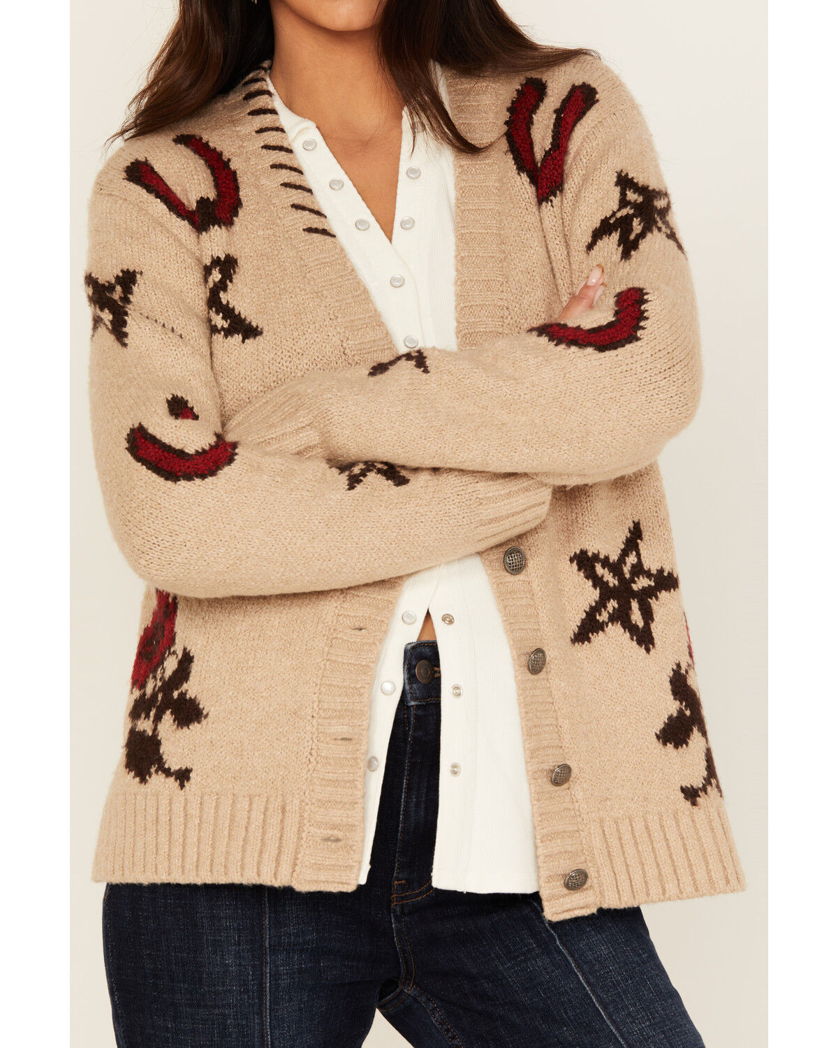 Image #3 - Idyllwind Women's Malta Western Button-Down Cardigan, Sand, hi-res