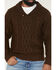 Image #3 - Cotton & Rye Men's Boot Barn Exclusive Solid Cable Knit Sweater, Dark Brown, hi-res