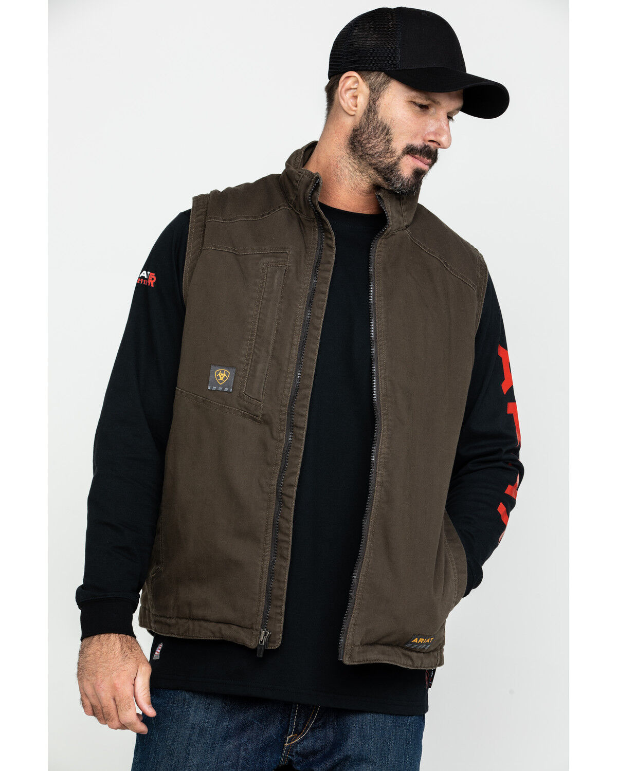 Image #5 - Ariat Men's Loden Rebar Washed Dura Canvas Insulated Work Vest - Big & Tall, Loden, hi-res