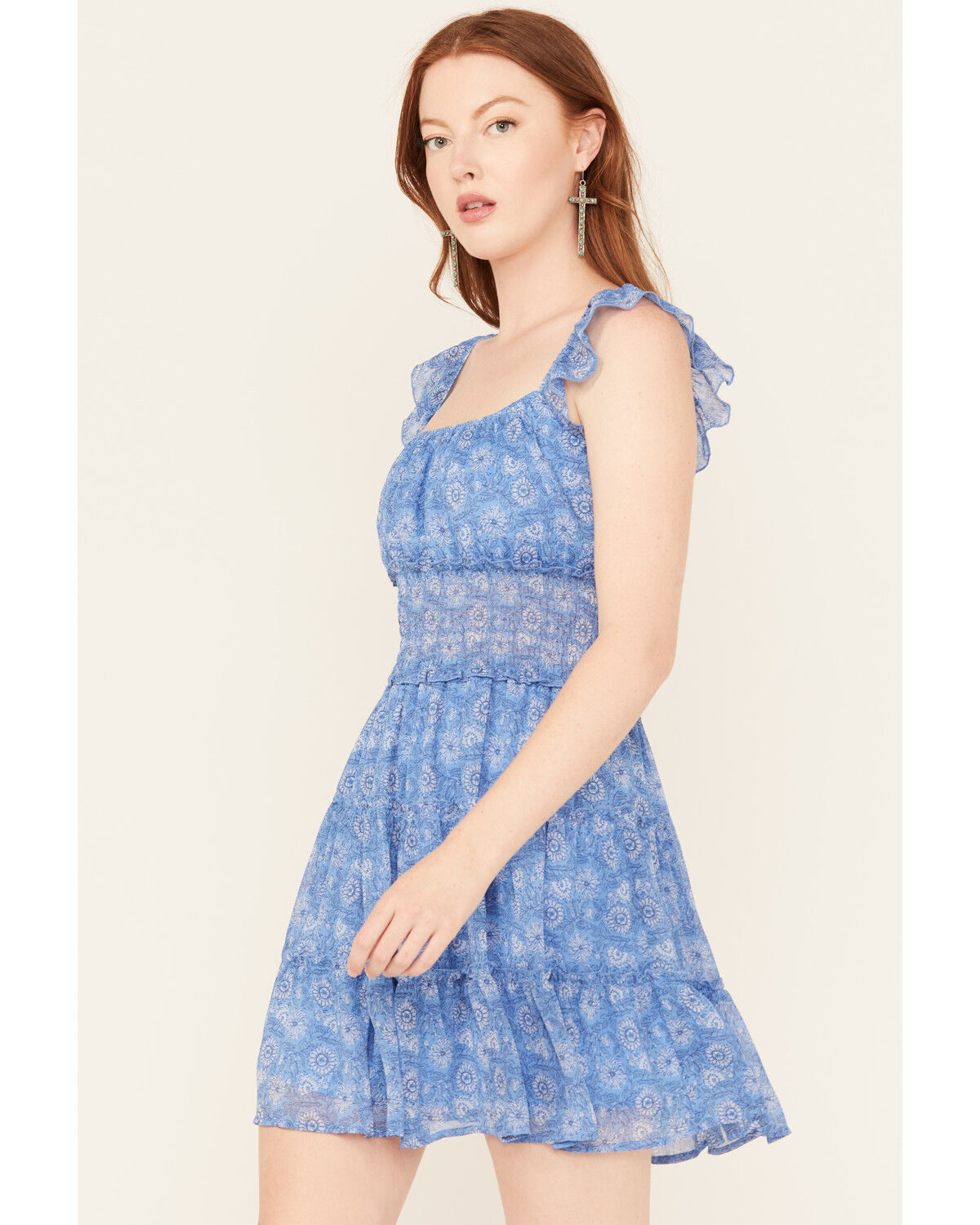 【お得】 Trixxi Dress Mini Waist Smocked Print Floral Women's ダイニングテーブル