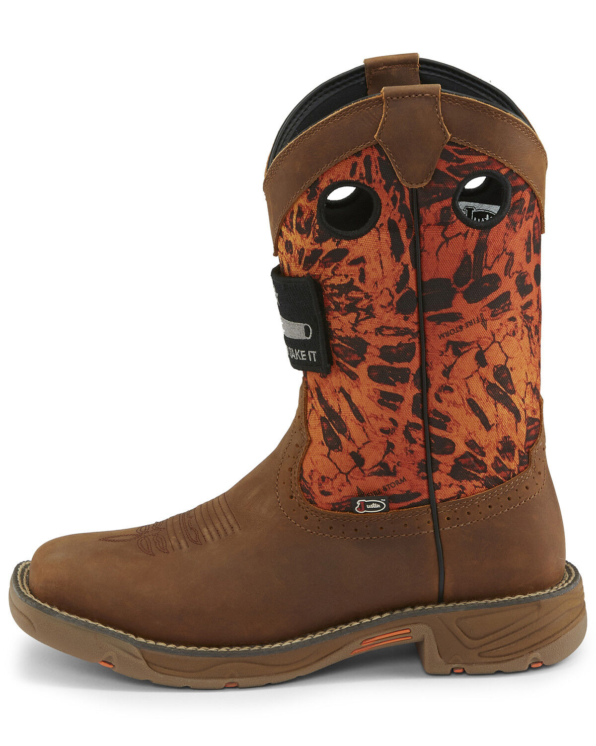 Image #2 - Justin Men's Stampede Rush Western Work Boots - Square Toe, Orange, hi-res