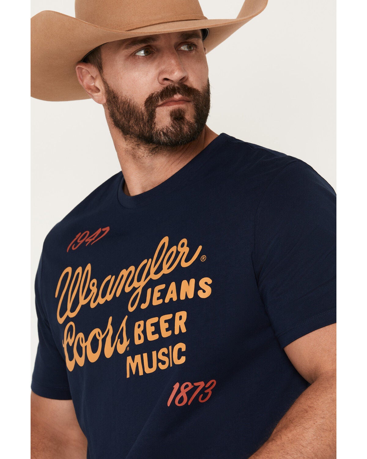 Image #2 - Wrangler X Coors Banquet Men's Logo Short Sleeve Graphic T-Shirt, Navy, hi-res