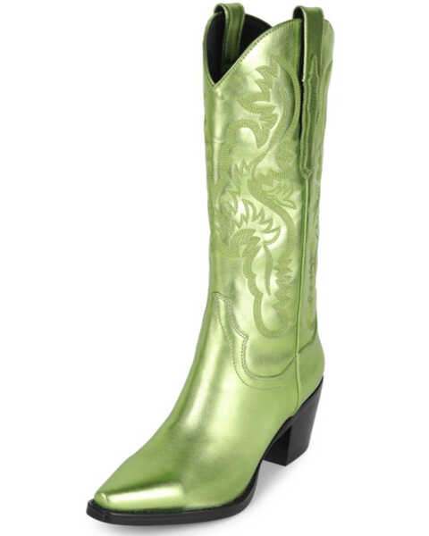 Image #1 - Jeffrey Campbell Women's Dagget Metallic Western Boots - Snip Toe , Green, hi-res