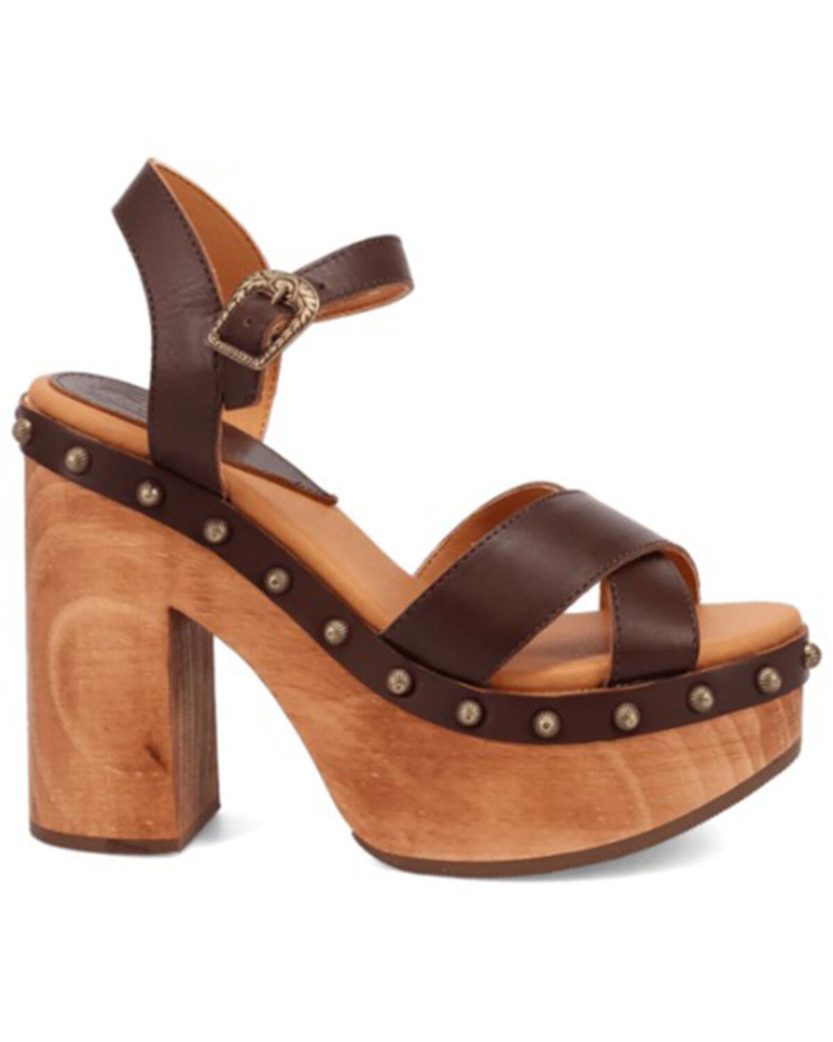 Image #2 - DIngo Women's Lotus Wooden Sandals, Brown, hi-res