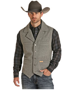 Powder River Outfitters Men's Heather Grey Montana Wool Vest - Big & Tall , Grey, hi-res