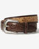 Image #1 - Stetson Men's Ostrich Print Croc Embossed Western Leather Belt, Cognac, hi-res