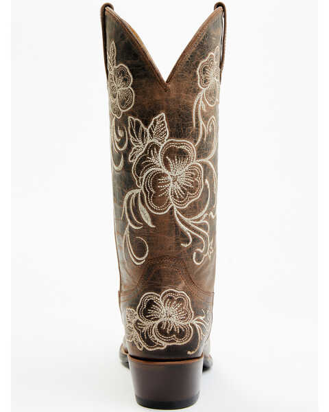 Image #5 - Shyanne Women's Lasy Floral Embroidered Western Boots - Snip Toe , Brown, hi-res