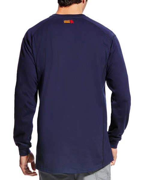 Image #2 - Ariat Men's FR Air Crew Long Sleeve Work Shirt - Tall, Navy, hi-res