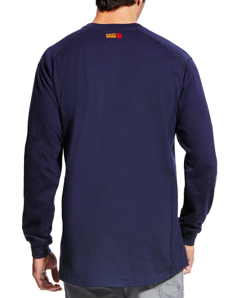 Ariat Men's FR Air Crew Long Sleeve Work Shirt - Tall, Navy, hi-res