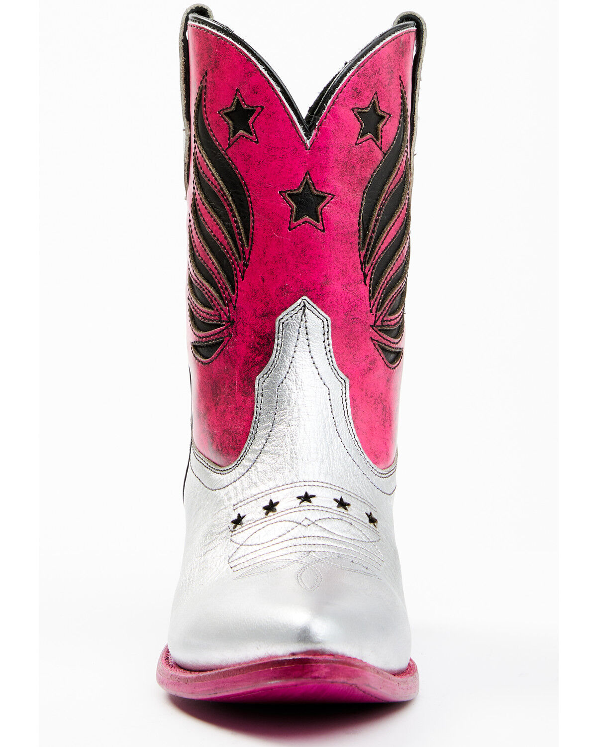 Image #4 - Idyllwind Women's Metallic Star Inlay Roadie Western Booties - Round Toe, Pink, hi-res