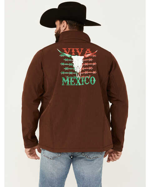 Image #4 - Cowboy Hardware Men's Viva Mexico Skull Softshell Jacket , Rust Copper, hi-res