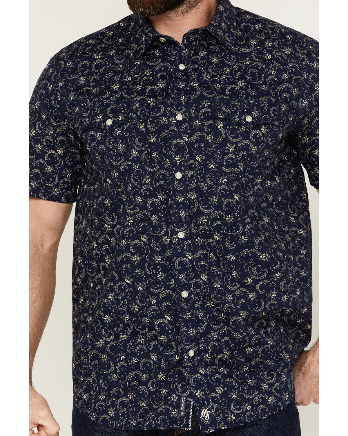 Image #3 - Moonshine Spirit Men's On Tour Floral Paisley Print Short Sleeve Snap Western Shirt, Blue, hi-res