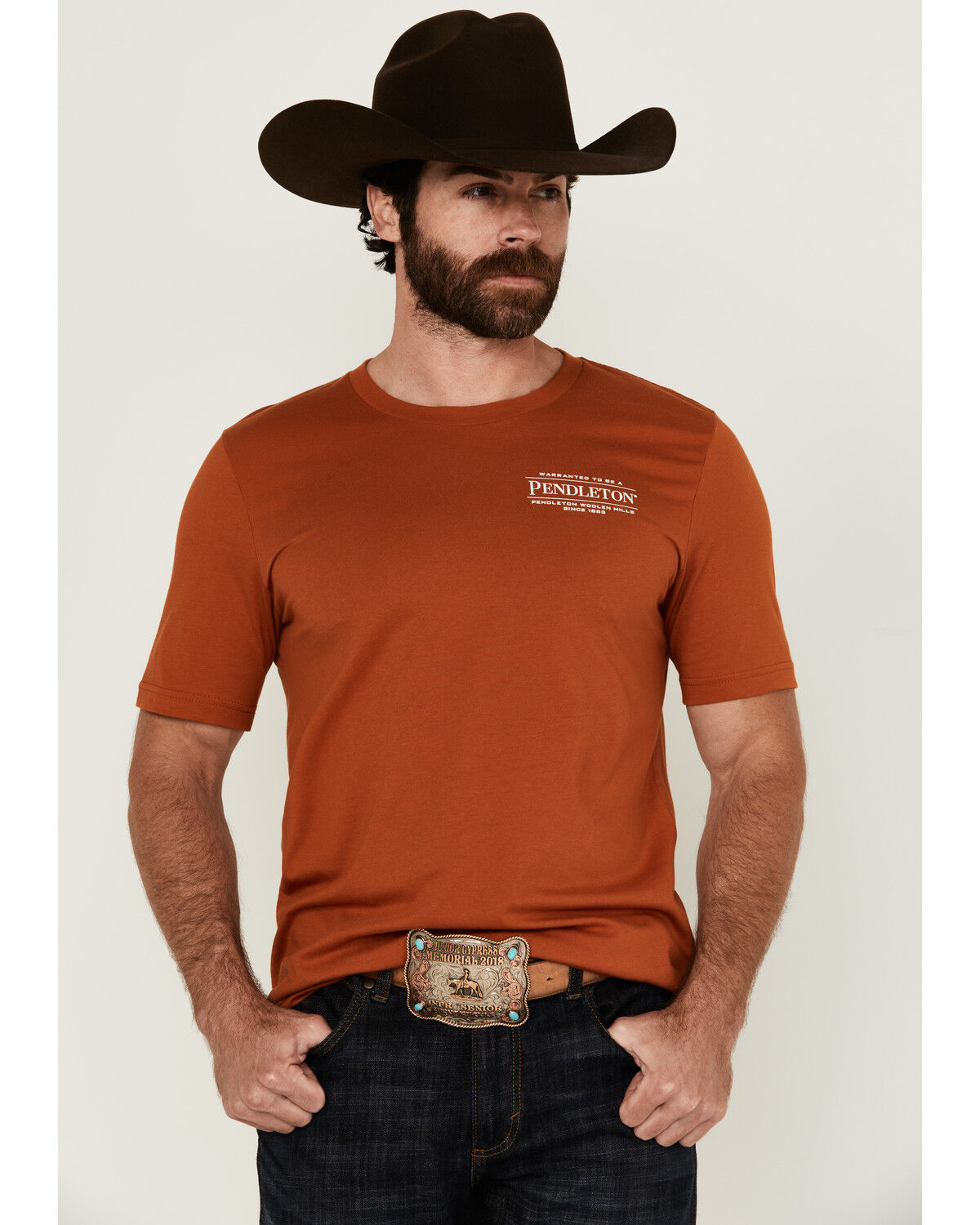 Image #2 - Pendleton Men's Boot Barn Exclusive Chief Joseph Logo Short Sleeve Graphic T-Shirt, Rust, hi-res