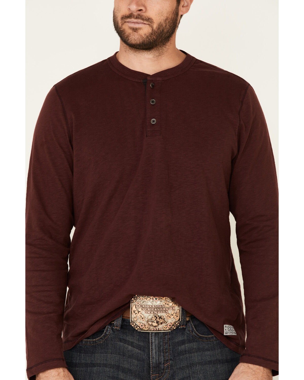 Image #3 - Flag & Anthem Men's Maroon Fairbanks Henley Long Sleeve Shirt, Maroon, hi-res