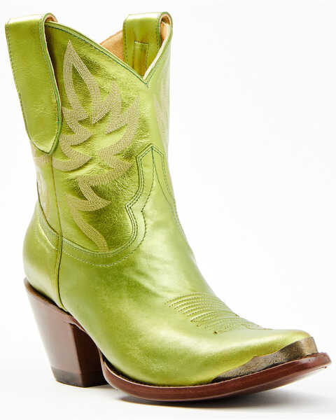Idyllwind Women's Envy Metallic Green Fashion Leather Western Booties - Round Toe , Green, hi-res