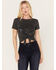 Image #1 - Shyanne Women's Tie-Front Foil Mountain Graphic Tee, Charcoal, hi-res