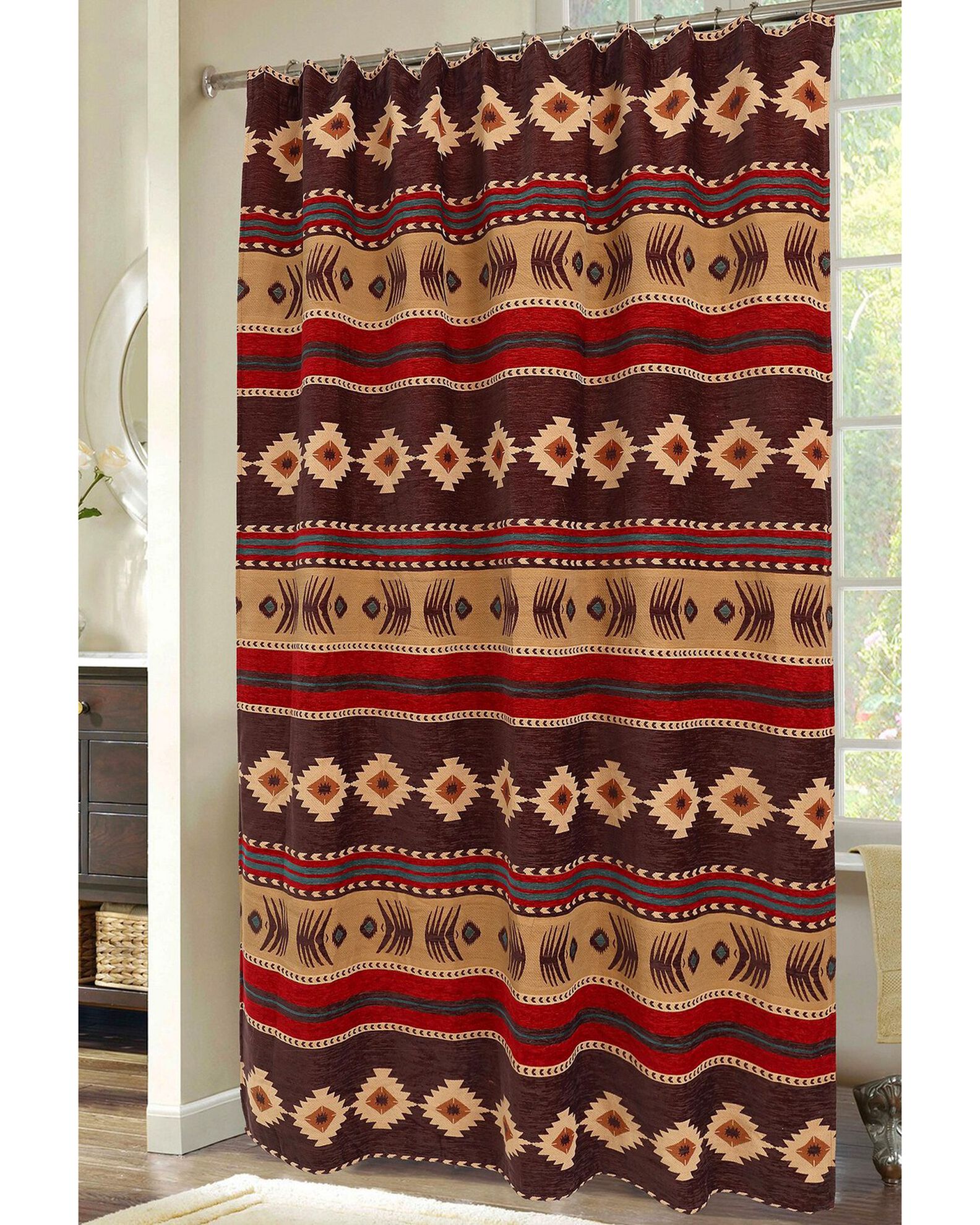 Image #1 - Carstens Cimarron Shower Curtain, Multi, hi-res